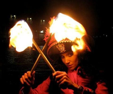 Solo fire performer